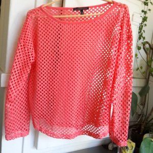 Coral Mesh Long Sleeved Shirt Derek Heart L NWOT